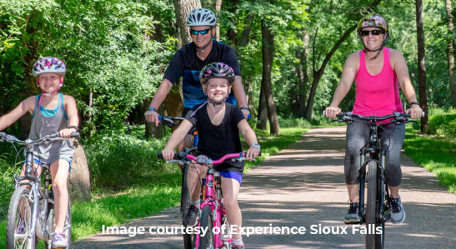 Family on the bike trails in Sioux Falls