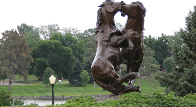 A photo of the Fighting Stallions Memorial in Pierre, SD