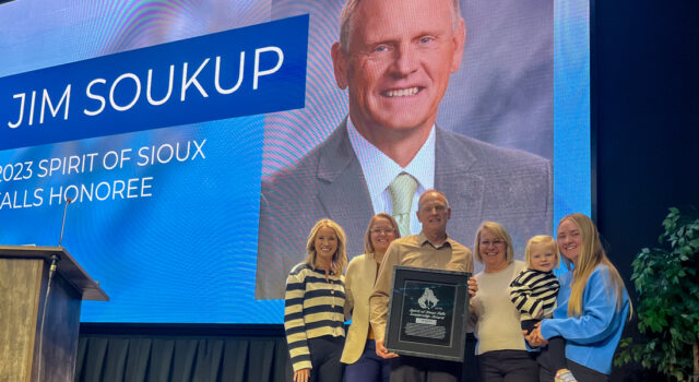Jim Soukup and family accepting Spirit of Sioux Falls Award