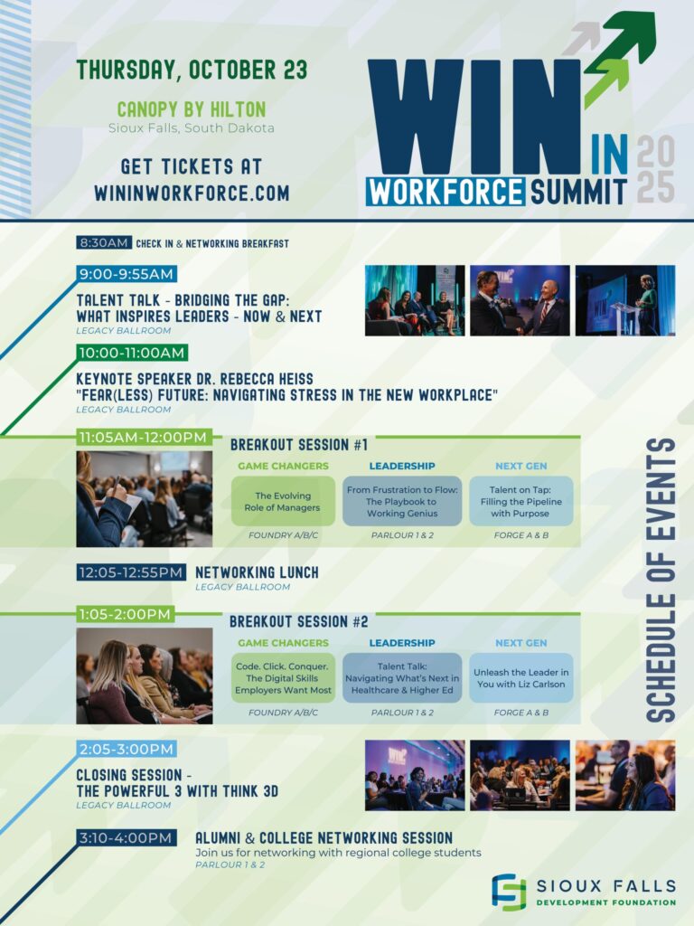 A graphic of the WIN in Workforce Summit 2025 schedule