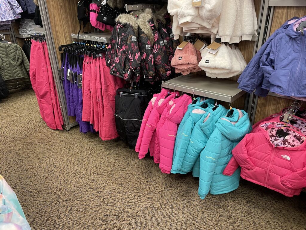 display of winter apparel