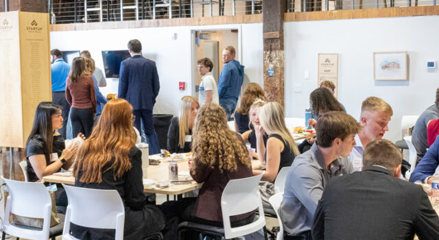 A photo of interns at the LinkedIn Lunch + Headshots event
