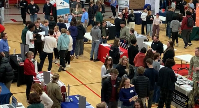 A photo of the career fair at Brandon Valley High School's Talent Draft Day