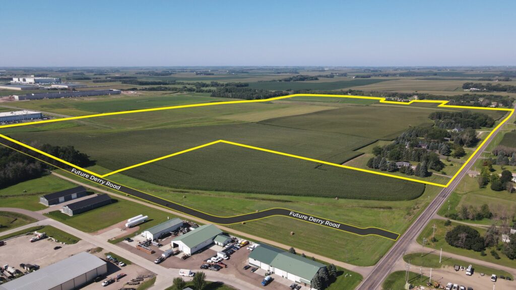 An aerial photo of Smithfield's new site in Sioux Falls, SD, with boundaries